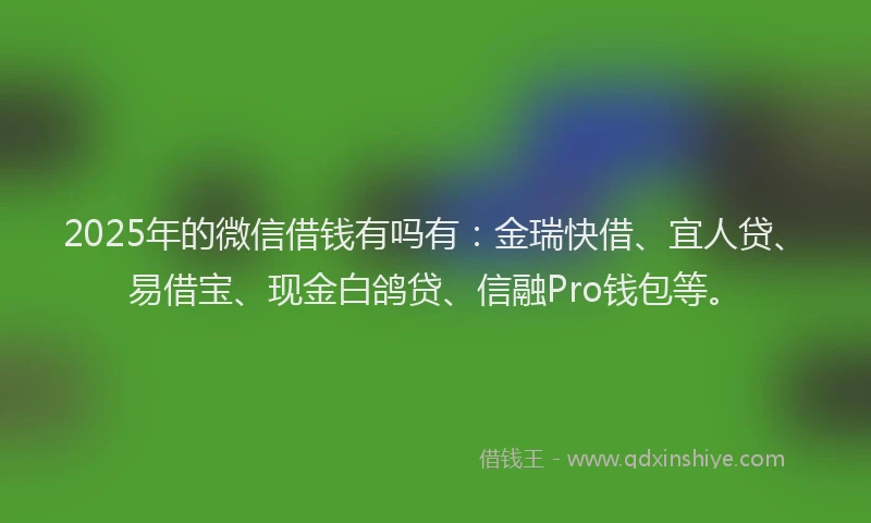 2025年的微信借钱有吗有：金瑞快借、宜人贷、易借宝、现金白鸽贷、信融Pro钱包等。