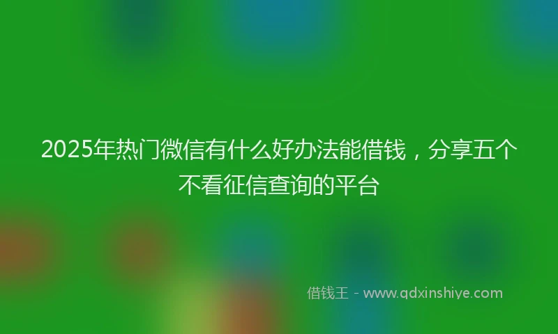2025年热门微信有什么好办法能借钱，分享五个不看征信查询的平台