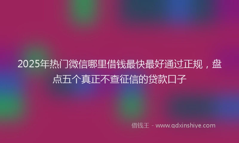 2025年热门微信哪里借钱最快最好通过正规，盘点五个真正不查征信的贷款口子