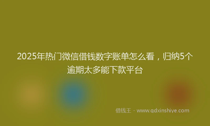 2025年热门微信借钱数字账单怎么看，归纳5个逾期太多能下款平台