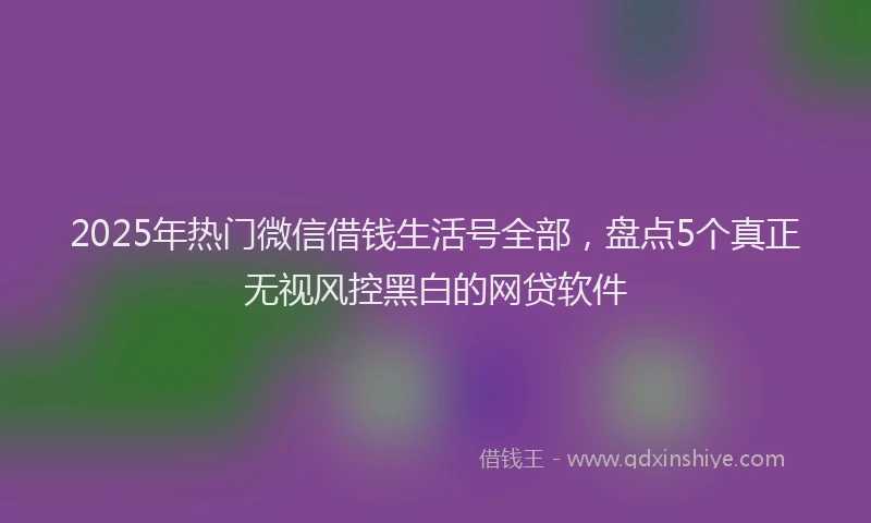 2025年热门微信借钱生活号全部，盘点5个真正无视风控黑白的网贷软件