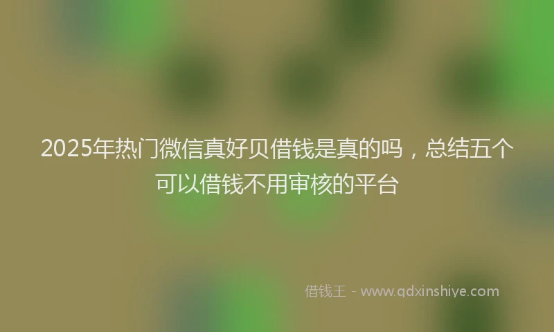 2025年热门微信真好贝借钱是真的吗，总结五个可以借钱不用审核的平台