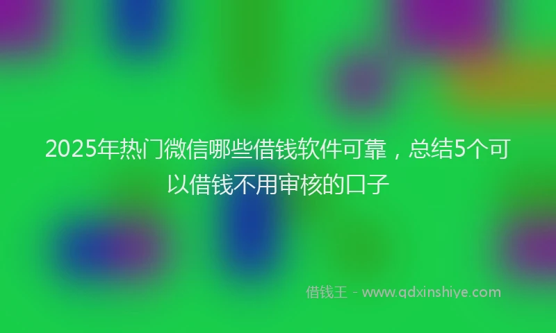 2025年热门微信哪些借钱软件可靠，总结5个可以借钱不用审核的口子