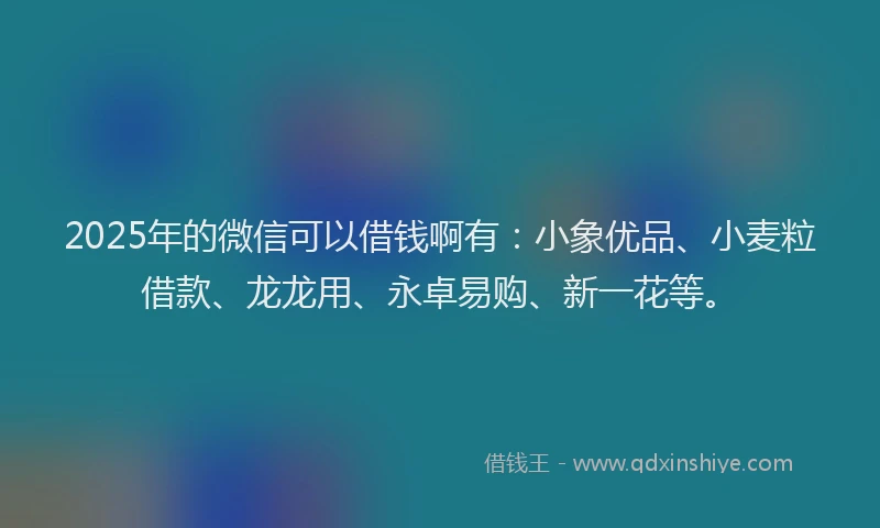 2025年的微信可以借钱啊有：小象优品、小麦粒借款、龙龙用、永卓易购、新一花等。