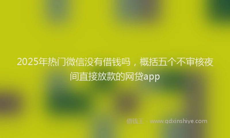 2025年热门微信没有借钱吗，概括五个不审核夜间直接放款的网贷app