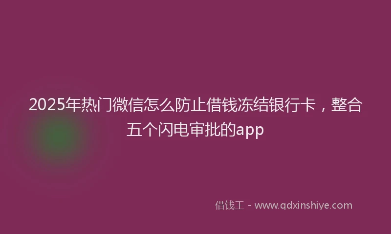 2025年热门微信怎么防止借钱冻结银行卡，整合五个闪电审批的app