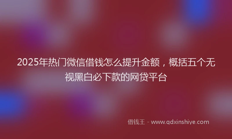 2025年热门微信借钱怎么提升金额，概括五个无视黑白必下款的网贷平台