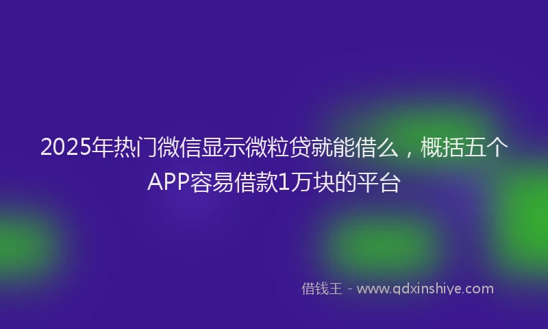 2025年热门微信显示微粒贷就能借么，概括五个APP容易借款1万块的平台