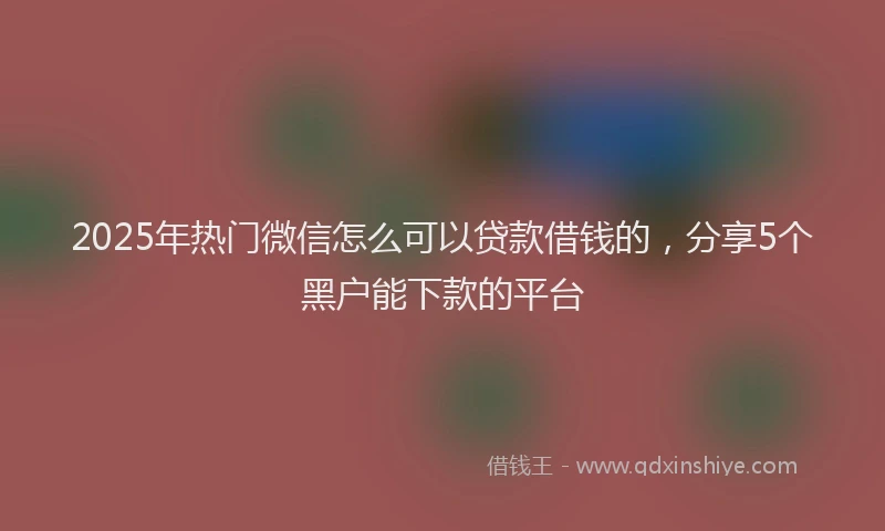 2025年热门微信怎么可以贷款借钱的，分享5个黑户能下款的平台
