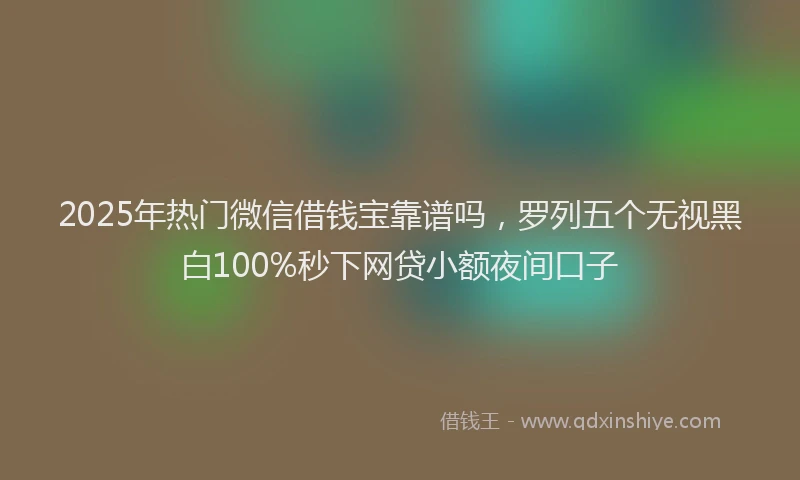 2025年热门微信借钱宝靠谱吗，罗列五个无视黑白100%秒下网贷小额夜间口子