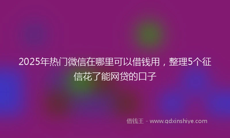 2025年热门微信在哪里可以借钱用，整理5个征信花了能网贷的口子