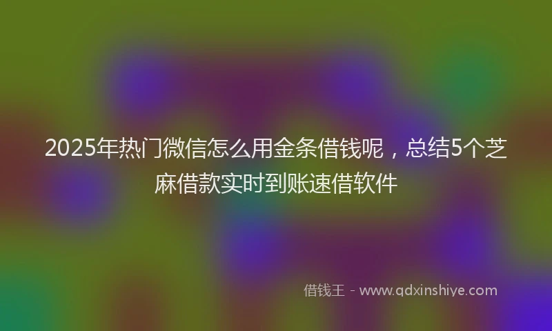 2025年热门微信怎么用金条借钱呢，总结5个芝麻借款实时到账速借软件