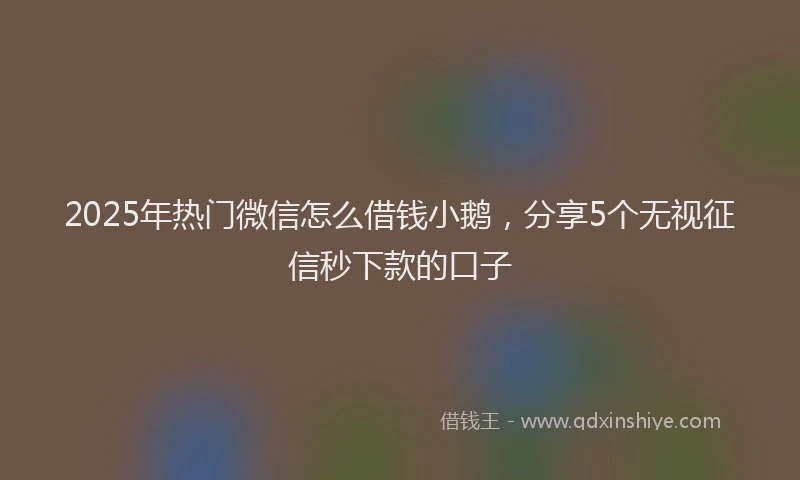 2025年热门微信怎么借钱小鹅，分享5个无视征信秒下款的口子
