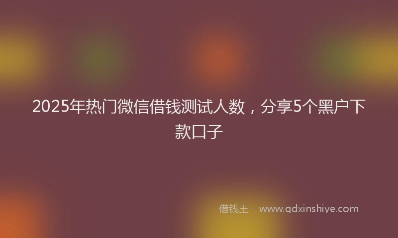 2025年热门微信借钱测试人数，分享5个黑户下款口子