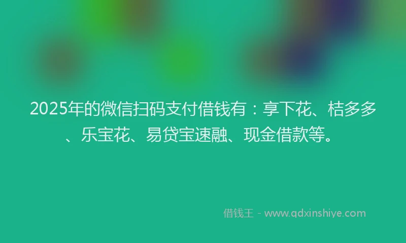 2025年的微信扫码支付借钱有：享下花、桔多多、乐宝花、易贷宝速融、现金借款等。