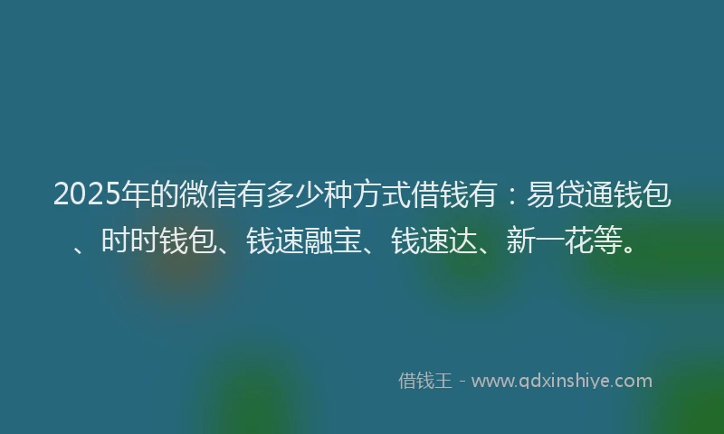 2025年的微信有多少种方式借钱有：易贷通钱包、时时钱包、钱速融宝、钱速达、新一花等。
