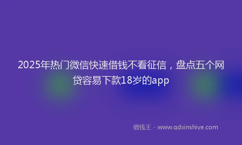2025年热门微信快速借钱不看征信，盘点五个网贷容易下款18岁的app