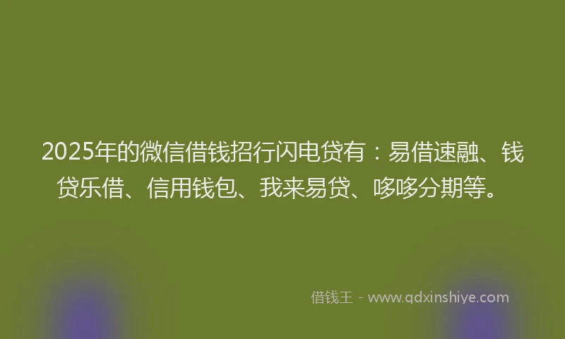 2025年的微信借钱招行闪电贷有：易借速融、钱贷乐借、信用钱包、我来易贷、哆哆分期等。