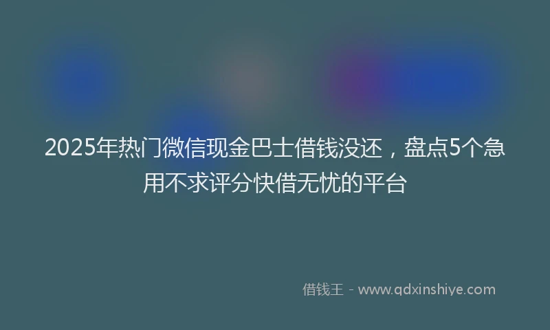 2025年热门微信现金巴士借钱没还，盘点5个急用不求评分快借无忧的平台