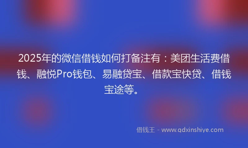 2025年的微信借钱如何打备注有：美团生活费借钱、融悦Pro钱包、易融贷宝、借款宝快贷、借钱宝途等。