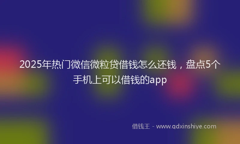 2025年热门微信微粒贷借钱怎么还钱，盘点5个手机上可以借钱的app