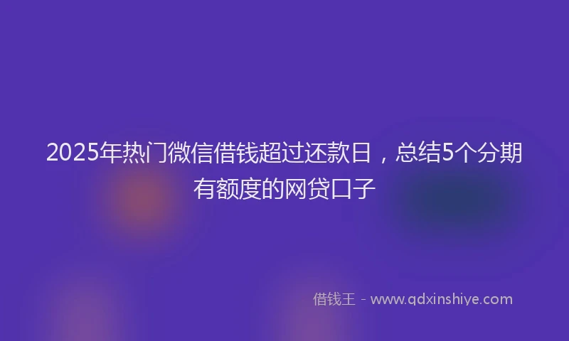 2025年热门微信借钱超过还款日，总结5个分期有额度的网贷口子