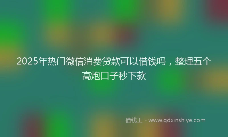 2025年热门微信消费贷款可以借钱吗，整理五个高炮口子秒下款
