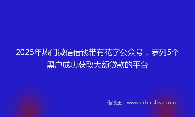2025年热门微信借钱带有花字公众号，罗列5个黑户成功获取大额贷款的平台