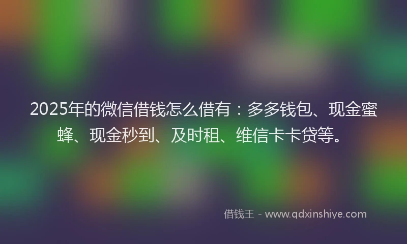 2025年的微信借钱怎么借有：多多钱包、现金蜜蜂、现金秒到、及时租、维信卡卡贷等。