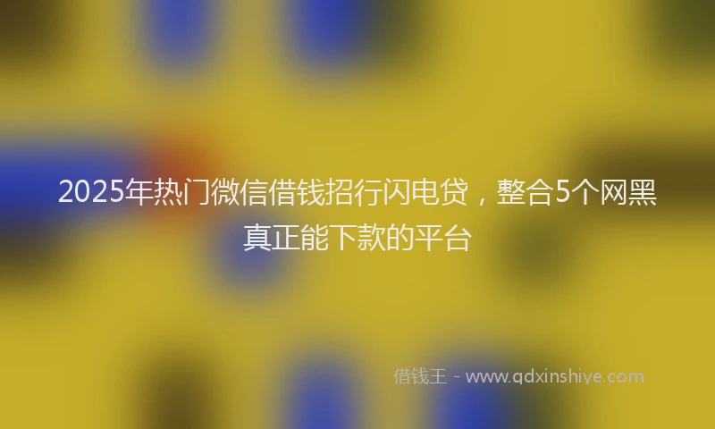 2025年热门微信借钱招行闪电贷，整合5个网黑真正能下款的平台