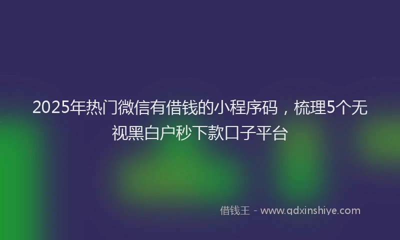 2025年热门微信有借钱的小程序码，梳理5个无视黑白户秒下款口子平台