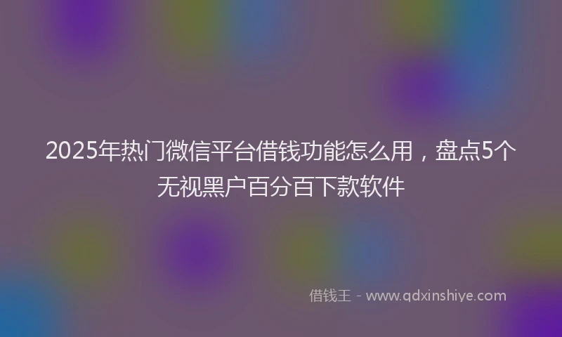 2025年热门微信平台借钱功能怎么用，盘点5个无视黑户百分百下款软件