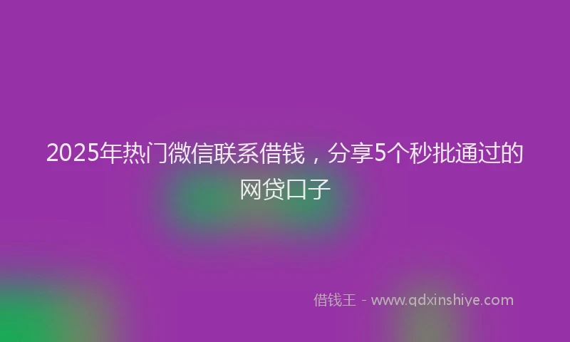 2025年热门微信联系借钱，分享5个秒批通过的网贷口子
