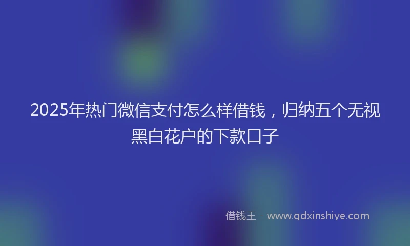 2025年热门微信支付怎么样借钱，归纳五个无视黑白花户的下款口子