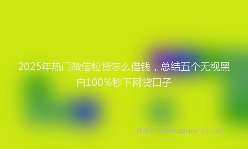 2025年热门微信粒贷怎么借钱，总结五个无视黑白100%秒下网贷口子