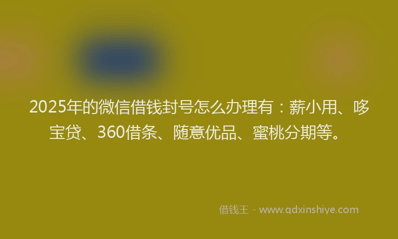 2025年的微信借钱封号怎么办理有：薪小用、哆宝贷、360借条、随意优品、蜜桃分期等。