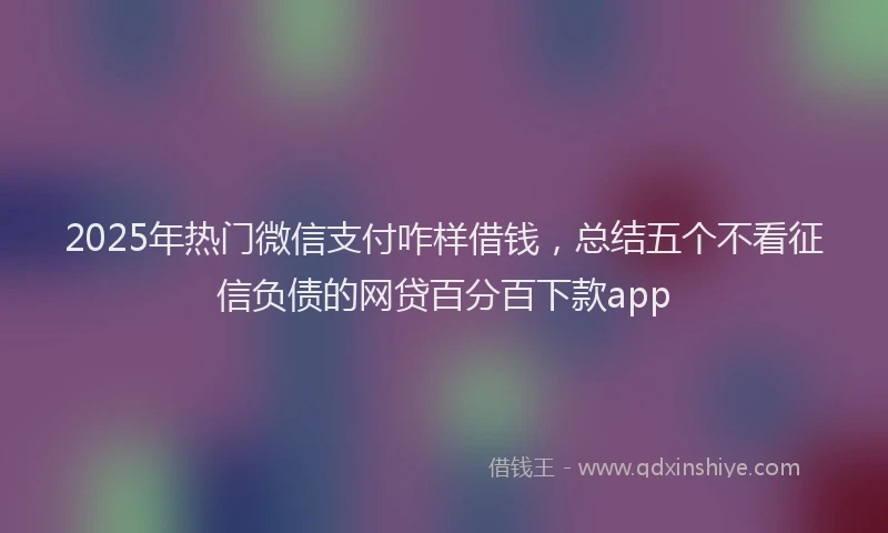 2025年热门微信支付咋样借钱，总结五个不看征信负债的网贷百分百下款app