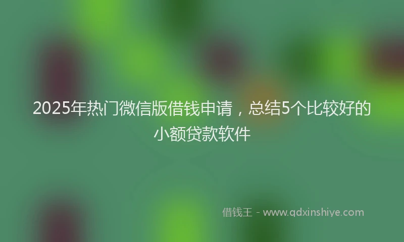 2025年热门微信版借钱申请，总结5个比较好的小额贷款软件