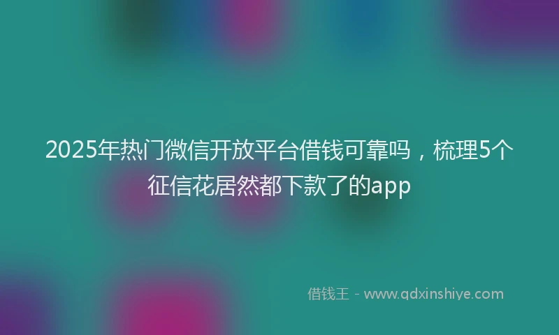 2025年热门微信开放平台借钱可靠吗，梳理5个征信花居然都下款了的app