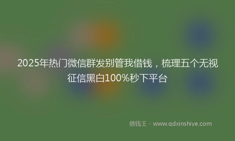 2025年热门微信群发别管我借钱，梳理五个无视征信黑白100%秒下平台