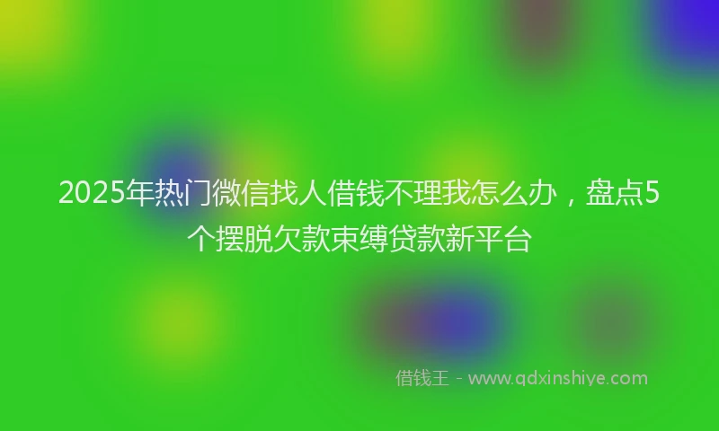 2025年热门微信找人借钱不理我怎么办，盘点5个摆脱欠款束缚贷款新平台