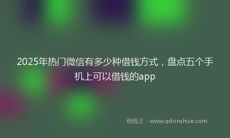 2025年热门微信有多少种借钱方式，盘点五个手机上可以借钱的app