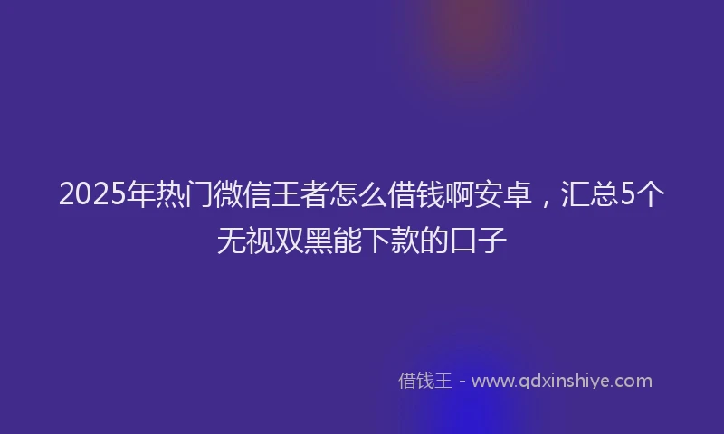 2025年热门微信王者怎么借钱啊安卓，汇总5个无视双黑能下款的口子