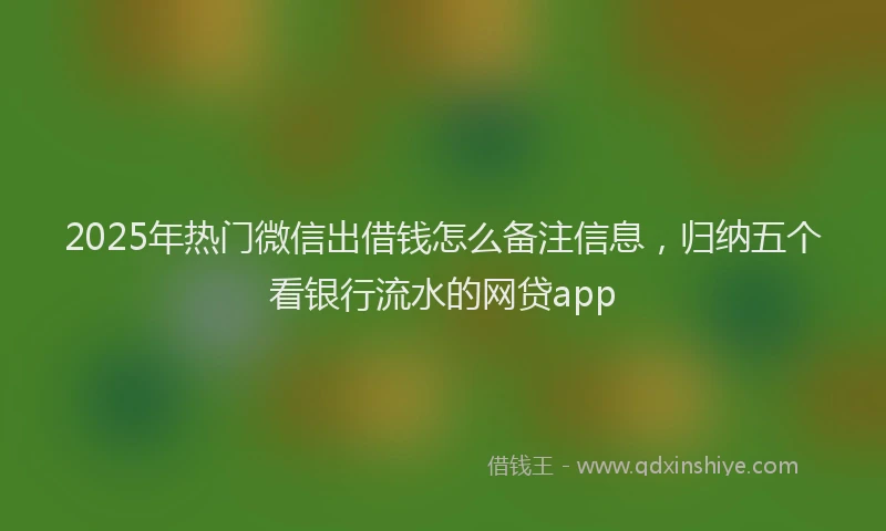 2025年热门微信出借钱怎么备注信息，归纳五个看银行流水的网贷app