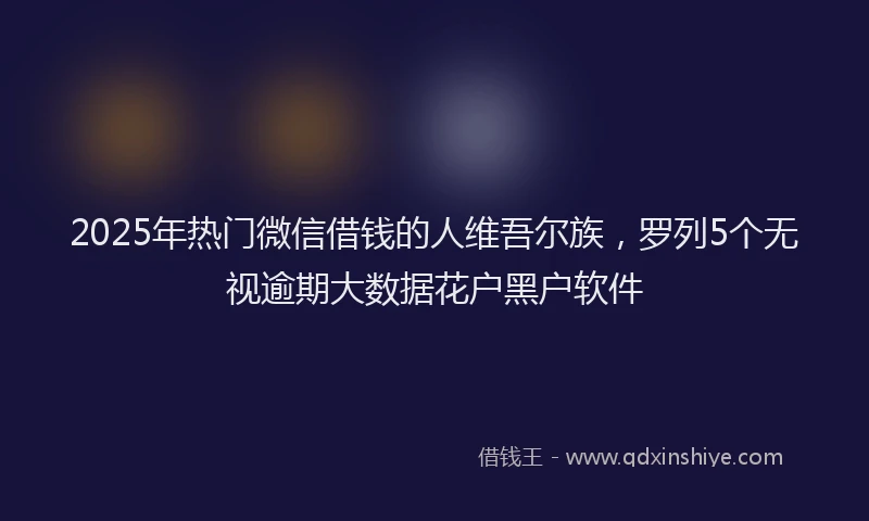 2025年热门微信借钱的人维吾尔族，罗列5个无视逾期大数据花户黑户软件