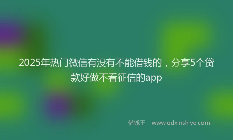 2025年热门微信有没有不能借钱的，分享5个贷款好做不看征信的app