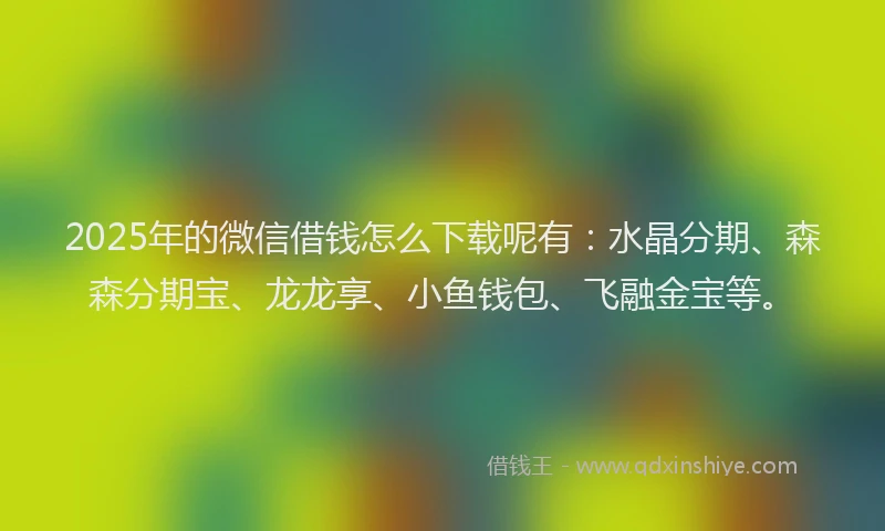 2025年的微信借钱怎么下载呢有：水晶分期、森森分期宝、龙龙享、小鱼钱包、飞融金宝等。