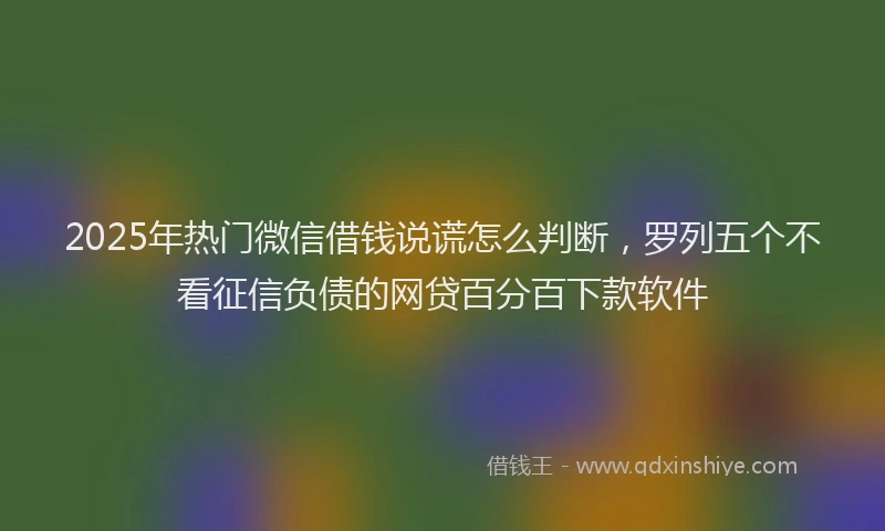 2025年热门微信借钱说谎怎么判断，罗列五个不看征信负债的网贷百分百下款软件