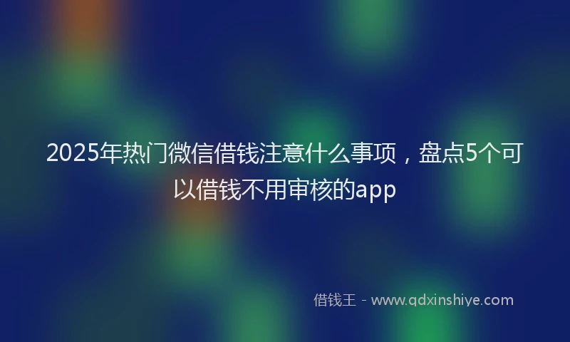 2025年热门微信借钱注意什么事项，盘点5个可以借钱不用审核的app