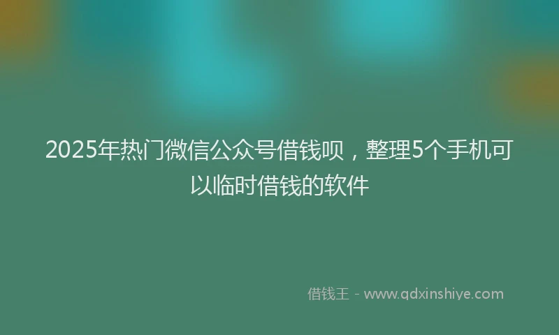 2025年热门微信公众号借钱呗，整理5个手机可以临时借钱的软件
